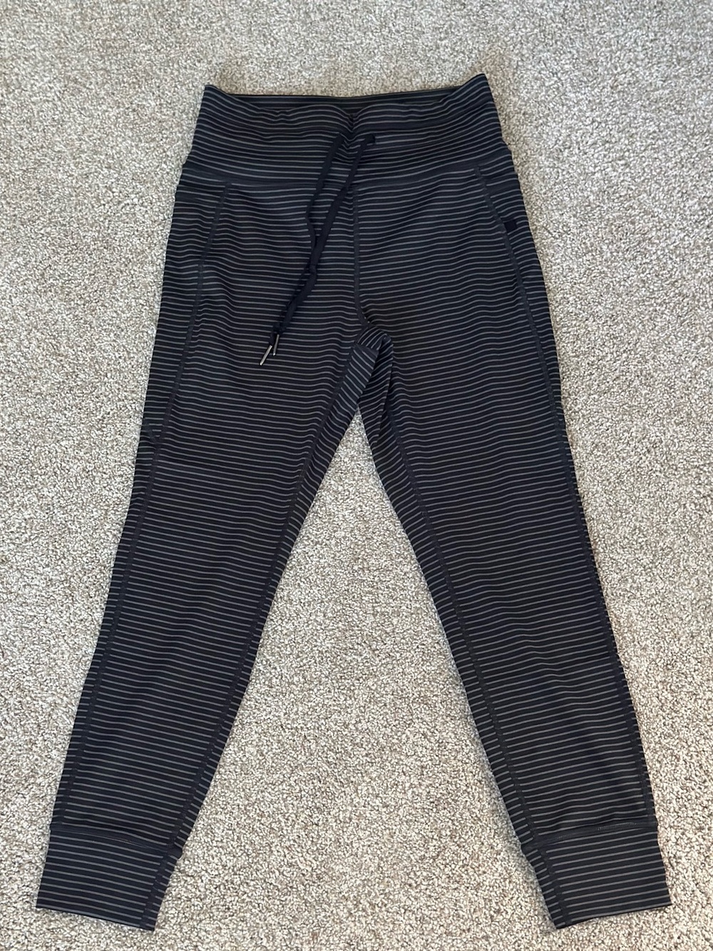 Halara High Waisted Drawstring Striped Yoga Leggings
